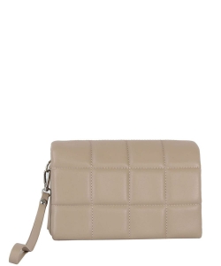 Quilted Fashion Faux Clutch Crossbody Bag JY-0460  STONE